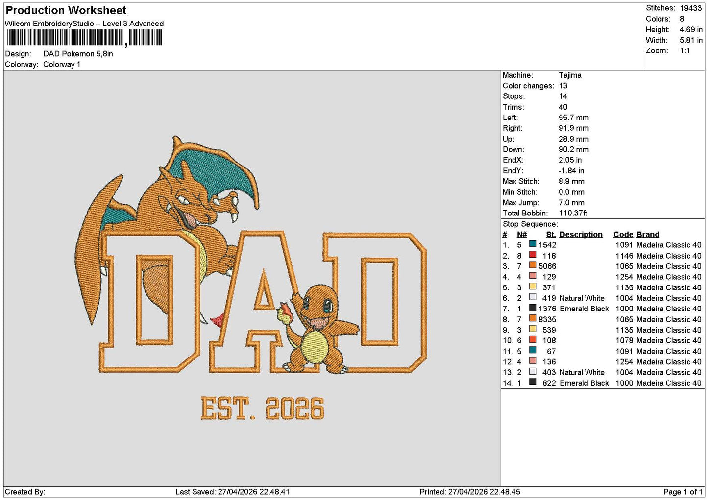 Dad Poke 2704 Embroidery File 6 sizes
