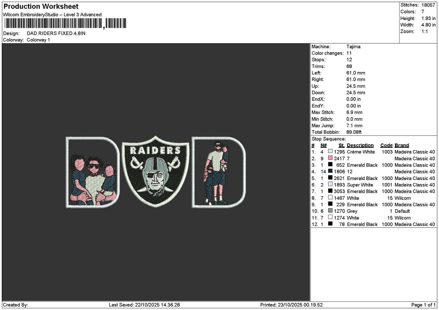 Dad Photoflat 1810 Embroidery File 6 sizes