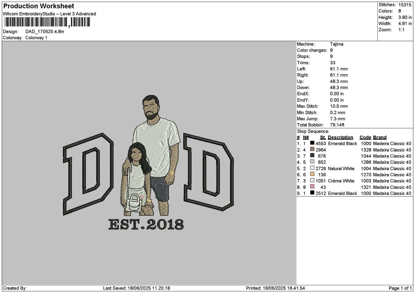 Dad 1706 Embroidery File 6 sizes