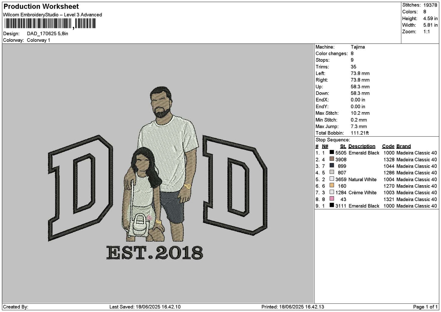 Dad 1706 Embroidery File 6 sizes