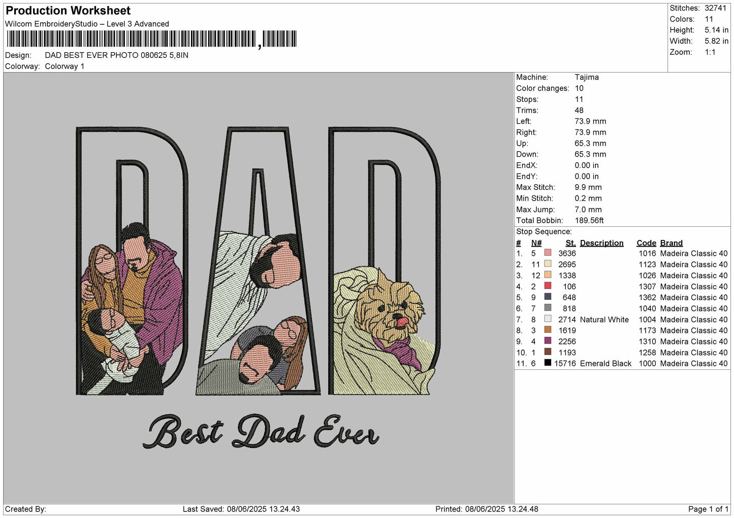 Dad Best ever  Embroidery Design Machine File