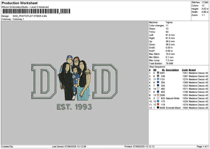 Dad Photoflat 0706 Embroidery File 6 sizes