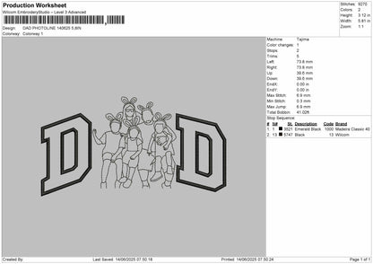 DAD PHOTOLINE 140625  Embroidery File 6 sizes