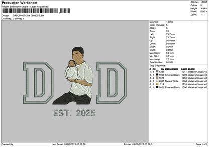 Dad Photoflat 0806 Embroidery File 6 sizes