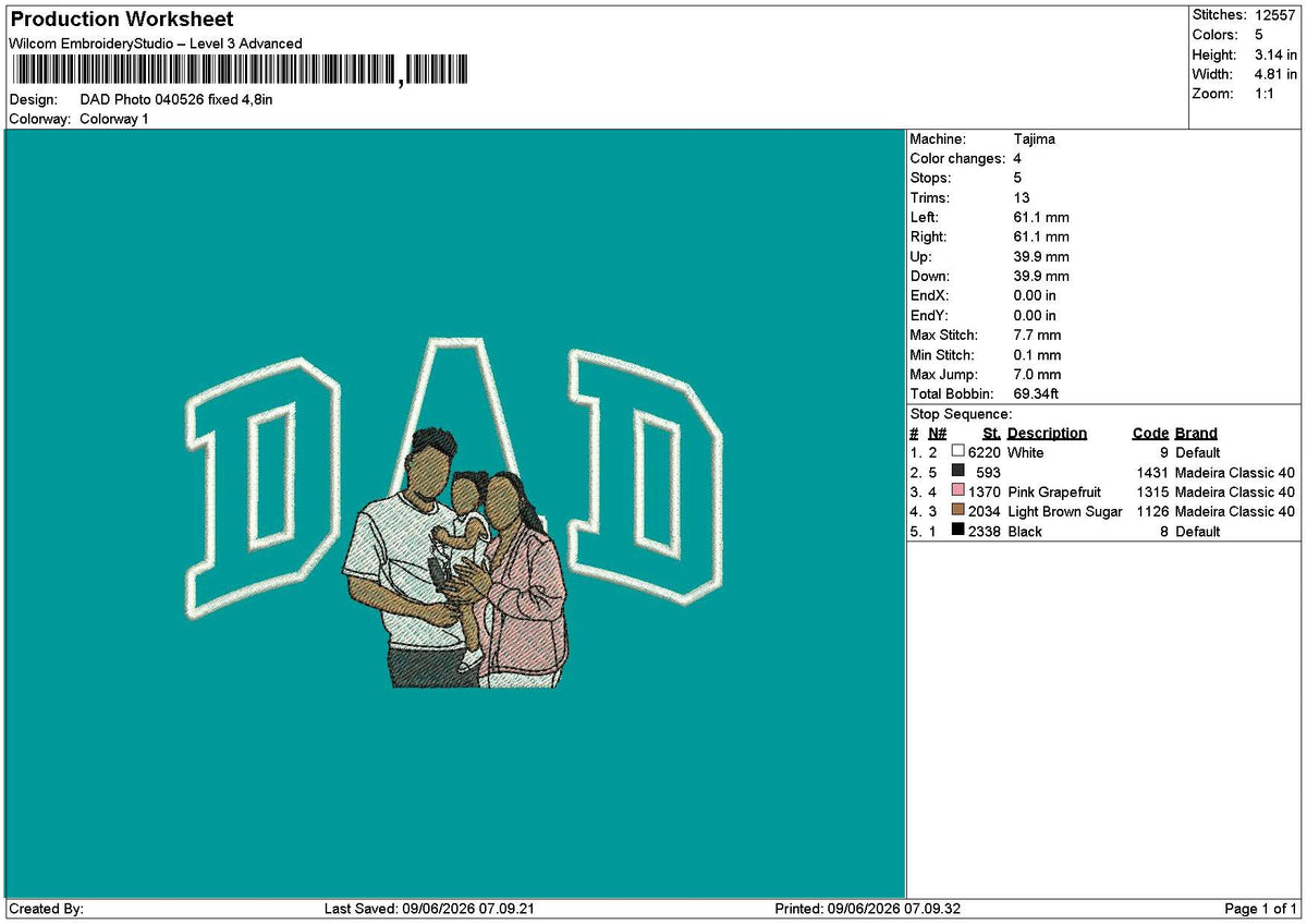 Dad Photo 0405 Embroidery Machine Design File 6 sizes