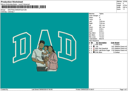 Dad Photo 0405 Embroidery Machine Design File 6 sizes
