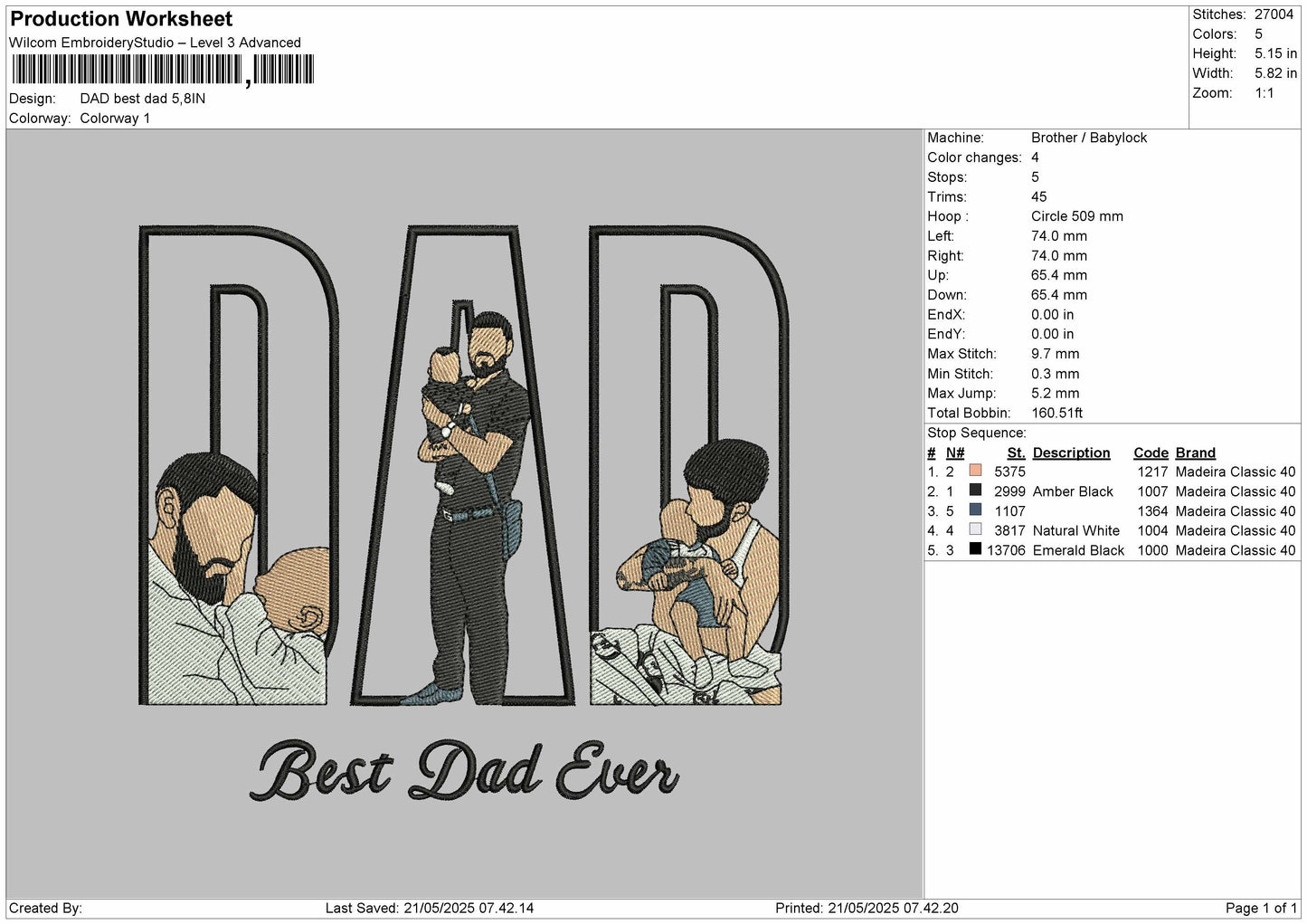Dad Photo Best Dad ever  Embroidery File