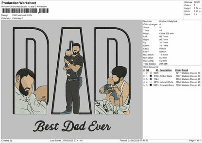 Dad Photo Best Dad ever  Embroidery File