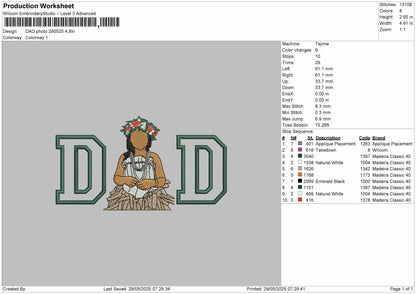 DAD applique Photo  for Embroidery machine