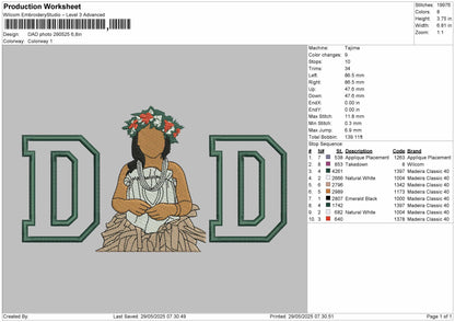 DAD applique Photo  for Embroidery machine