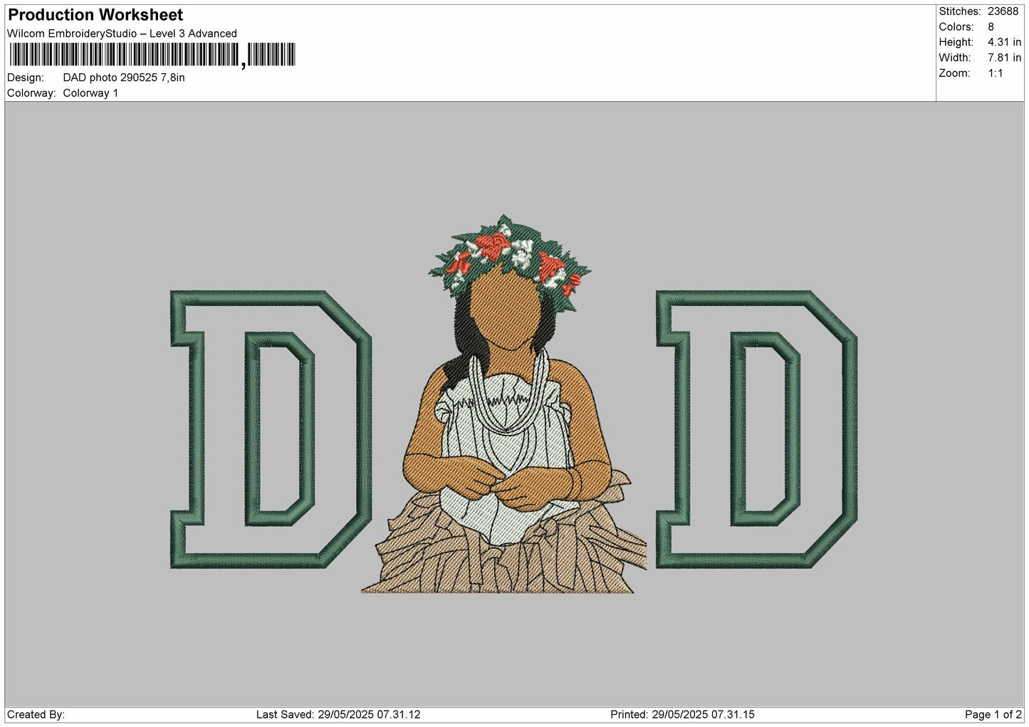 DAD applique Photo  for Embroidery machine
