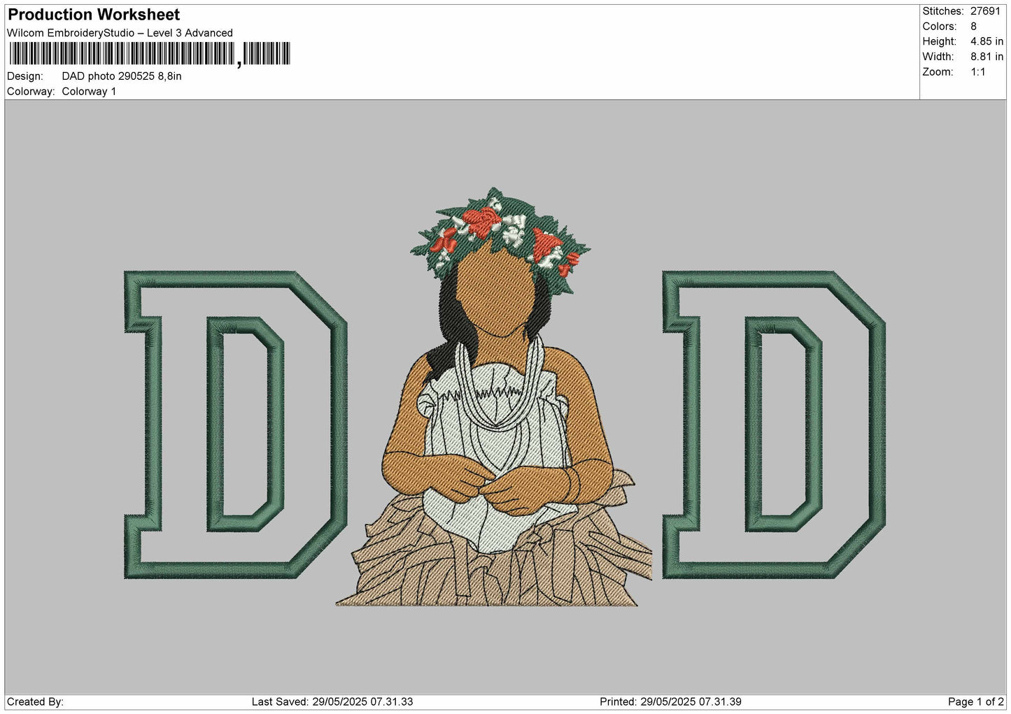 DAD applique Photo  for Embroidery machine