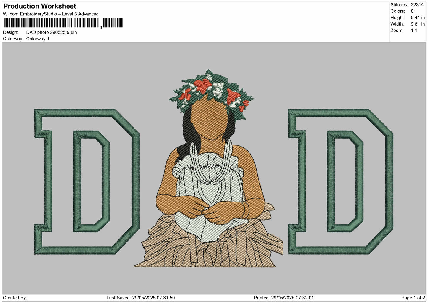 DAD applique Photo  for Embroidery machine