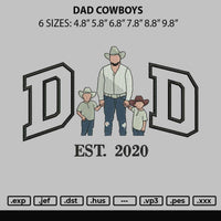 Dad Cowboys Embroidery File 6 sizes