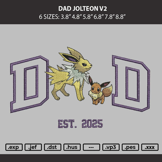 Dad Jolteon V2 Embroidery File 6 sizes