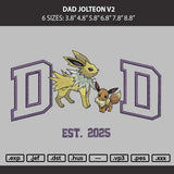Dad Jolteon V2 Embroidery File 6 sizes