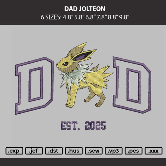 Dad Jolteon Embroidery Machine Design File 6 sizes
