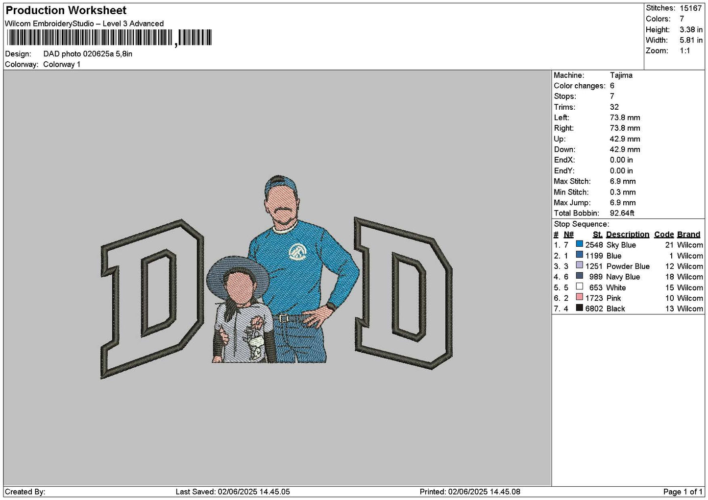 Dad Photo 0206a Embroidery File 6 sizes