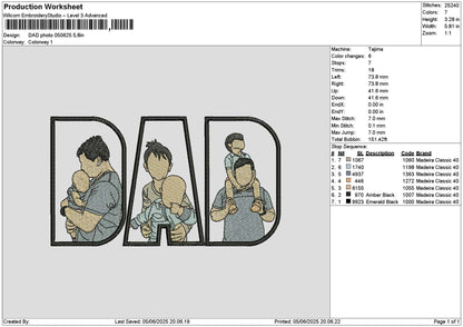 Dad Photo 0506 Embroidery File 6 sizes