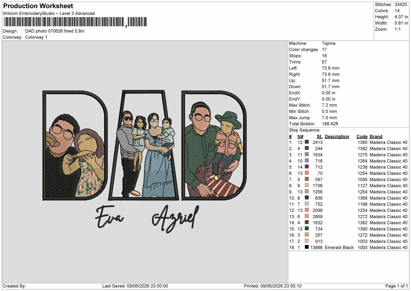 Dad Photo 0706 Embroidery Machine Design File 6 sizes