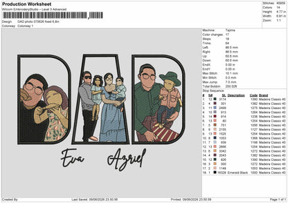 Dad Photo 0706 Embroidery Machine Design File 6 sizes