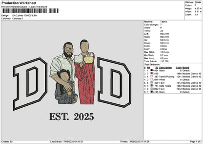 Dad Photo 1006 Embroidery File 6 sizes