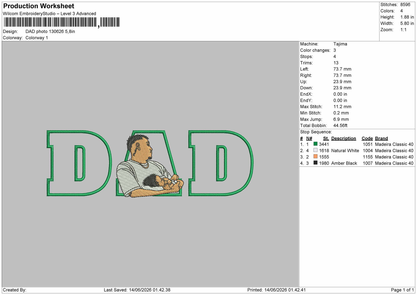 Dad Photo 1306 Embroidery Machine Design File 6 sizes
