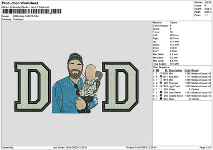 Dad Photo 1404 Embroidery File 6 sizes