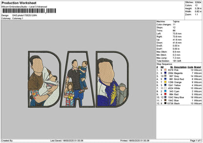 Dad Photo 1705 Embroidery File 6 sizes