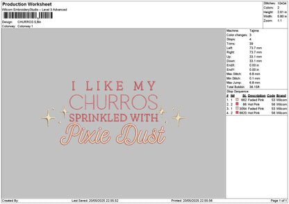 Churrostext Embroidery File 6 sizes