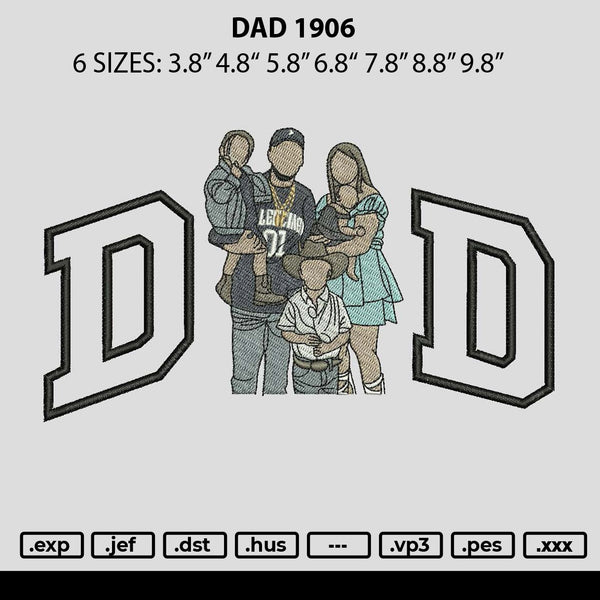 Dad Photo 1906 Embroidery File 6 sizes