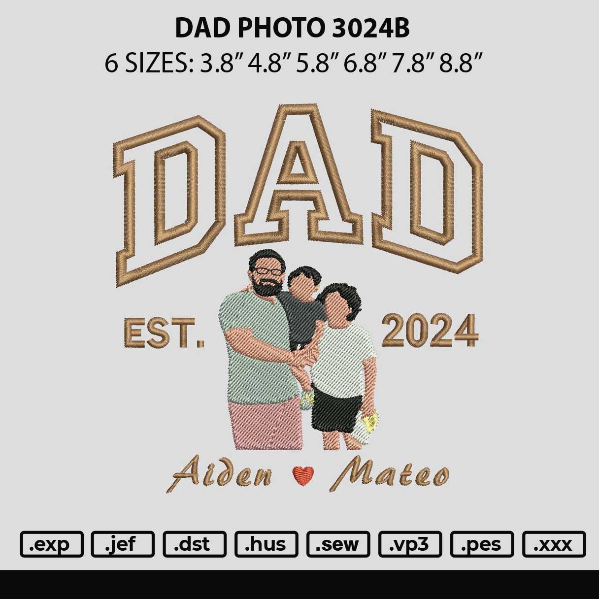 Dad Photo 3024b Embroidery File 6 sizes