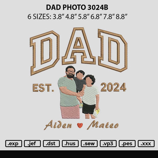 Dad Photo 3024b Embroidery File 6 sizes