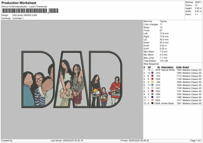 DAD Photo for Embroidery machine