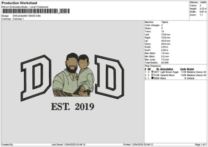 Dad Photoflat 1204 Embroidery File 6 sizes