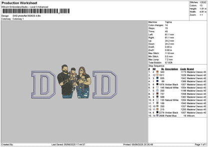 Dad Photoflat 0506 Embroidery File 6 sizes
