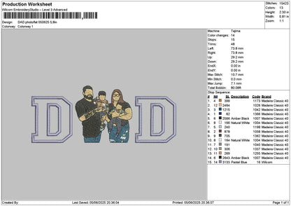Dad Photoflat 0506 Embroidery File 6 sizes