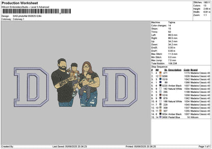 Dad Photoflat 0506 Embroidery File 6 sizes