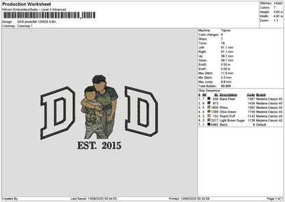 Dad Photoflat 1206 Embroidery File 6 sizes