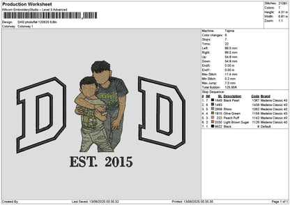 Dad Photoflat 1206 Embroidery File 6 sizes