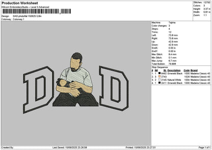 Dad Photoflat 1506 Embroidery File 6 sizes