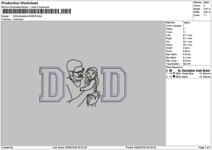 Dad Photoline 0506 Embroidery File 6 sizes