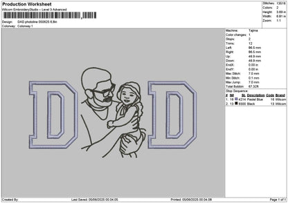 Dad Photoline 0506 Embroidery File 6 sizes