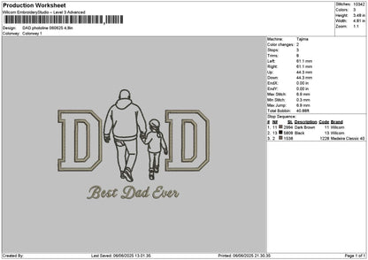 Dad Photoline 0606 Embroidery File 6 sizes