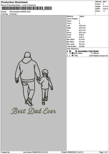 Dad Photoline 0606 Embroidery File 6 sizes