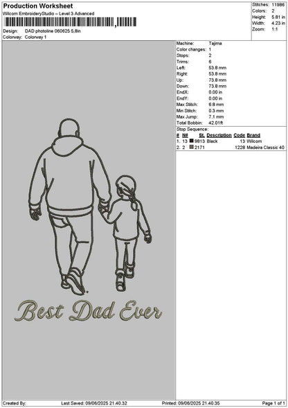 Dad Photoline 0606 Embroidery File 6 sizes