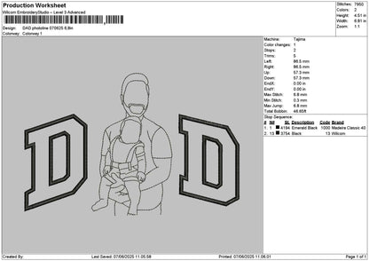 Dad Photoline 0706 Embroidery File 6 sizes