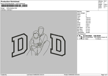 Dad Photoline 0406 Embroidery File 6 sizes