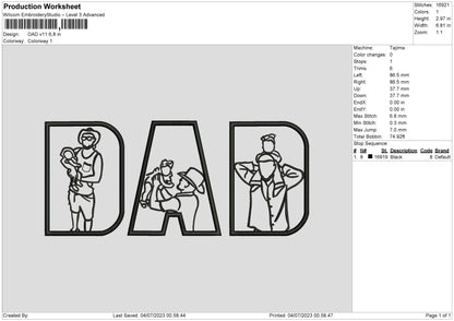 Dad v11 Embroidery File 6 sizes