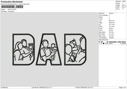 Dad V2 Embroidery File 6 sizes